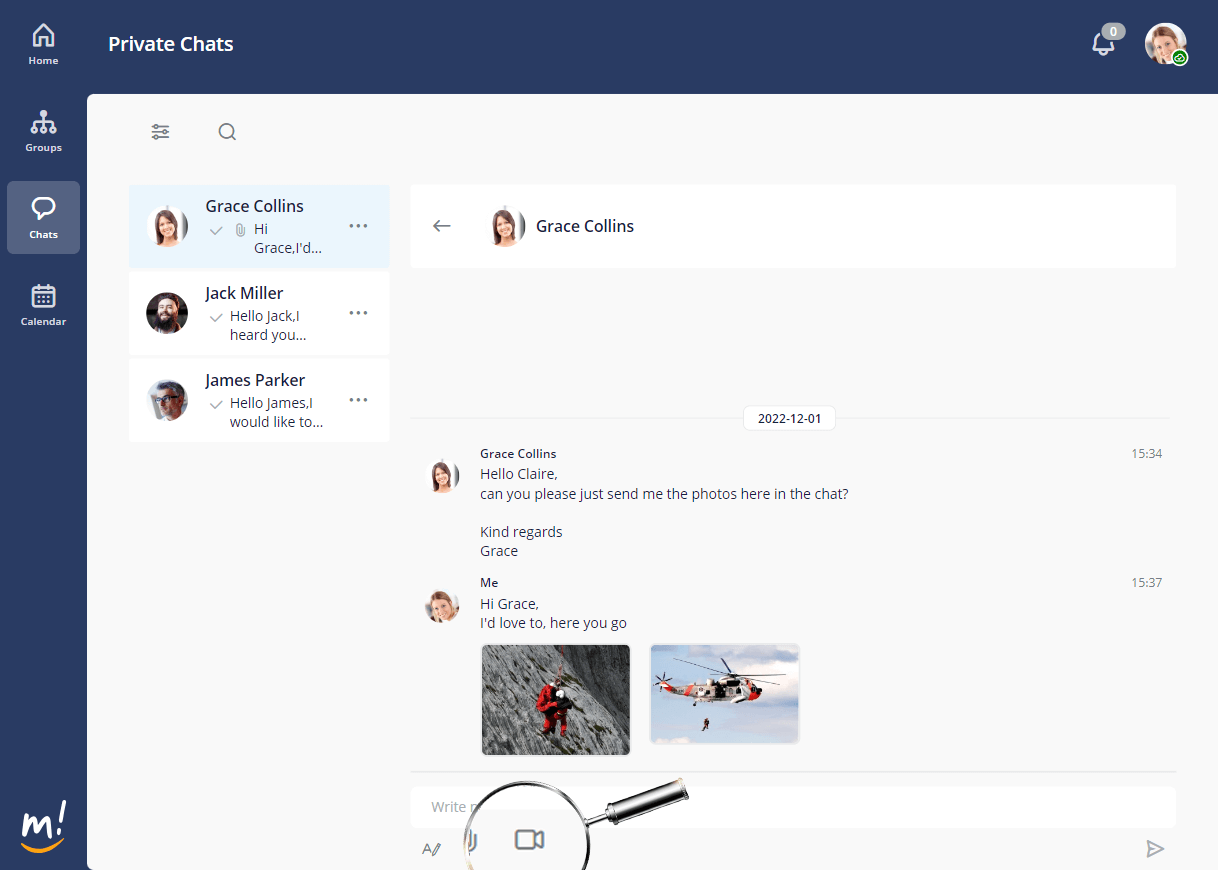 Starting a video conference in mantau