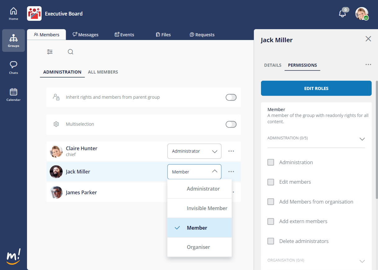 mantau Community Management Roles and Rights