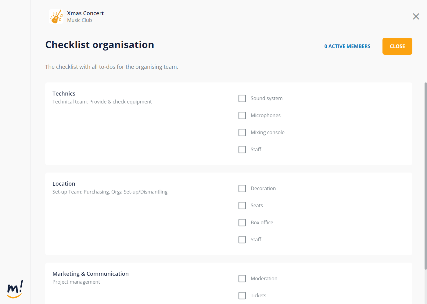mantau form checklists